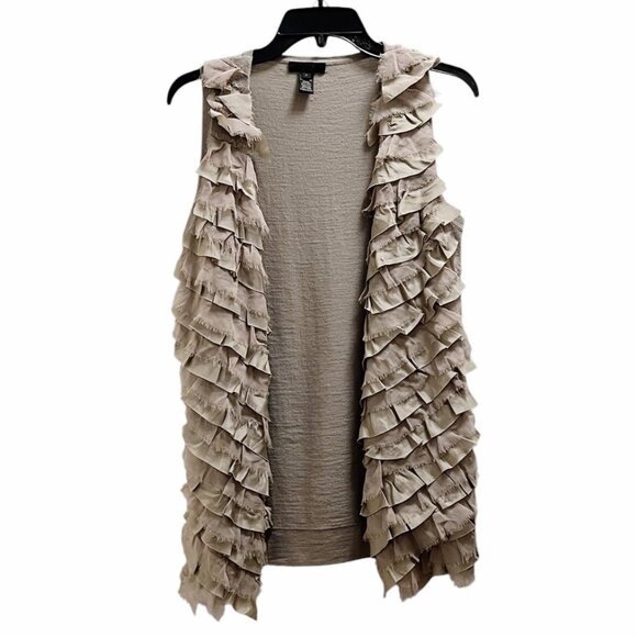 J.Crew Collection Sweater Vest Cardigan Size Small Merino Wool Silk Griege - Picture 1 of 15